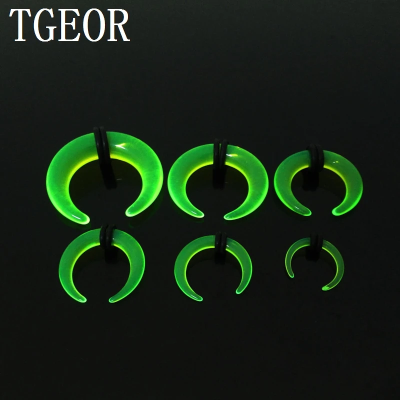 New 1 pair mixed 6 gauges mixed clear colors horseshoe ear expander acrylic piercing ear taper free shipping