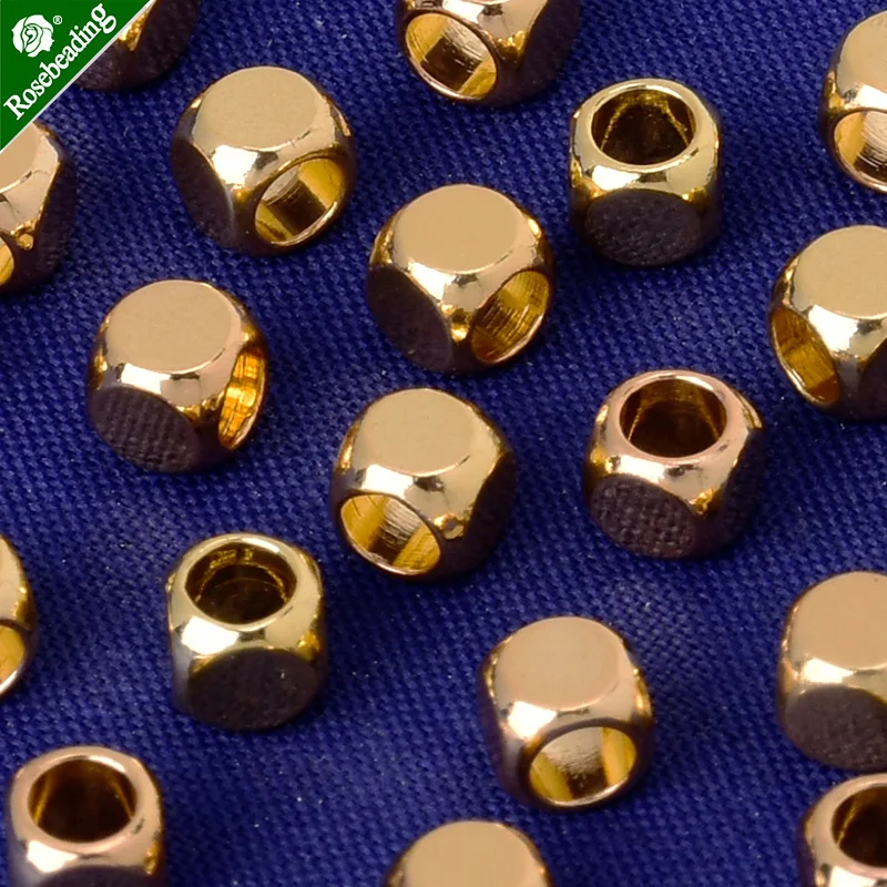 4mm brass square slippy Spacer Beads,Spacer Connectors,spacer metal beads,sold 20pcs/lot