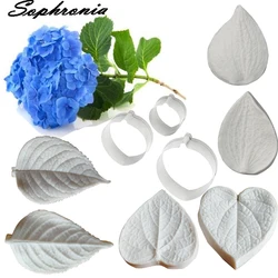 Hydrangea Leaf Petal Veiner &Cutter Silicone Molds Baking Moulds Pastry Crafts Candy Chocolate Handicrafts Form Cake ToolsCS260