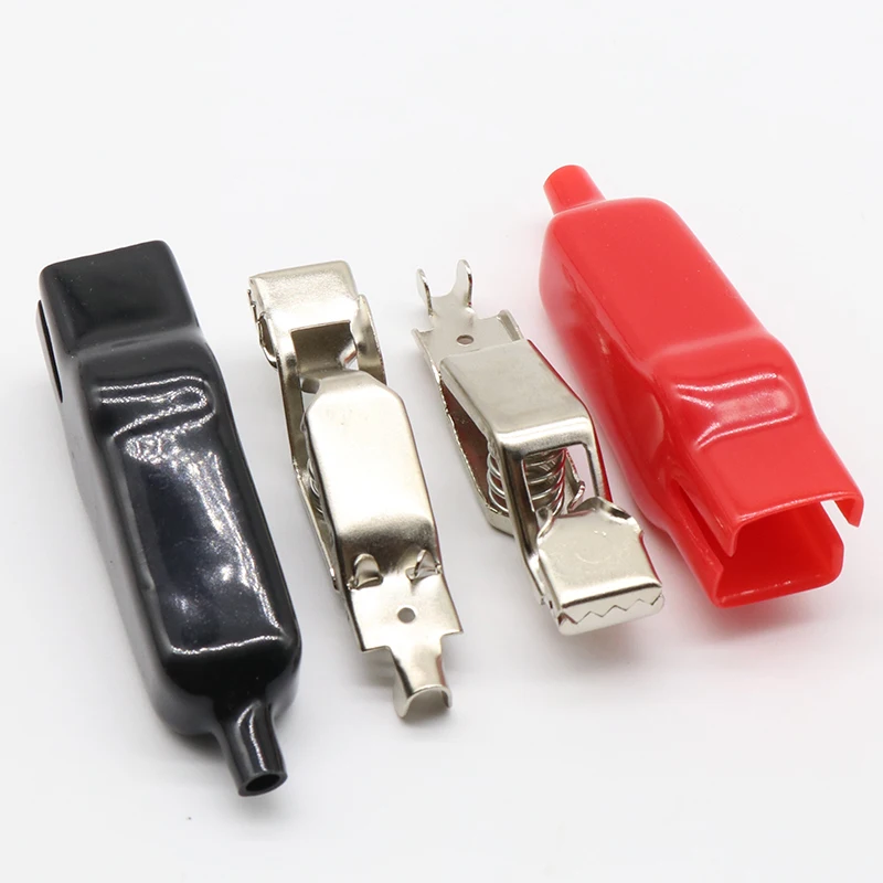 2 PCS Sheathed Alligator Clips Electrical DIY Test Leads Alligator Double-Ended Crocodile Clips Roach Electrical Jumper Wire