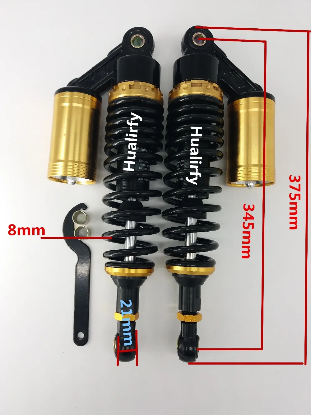 Universal new 345mm  Motorcycle 8mm spring Air Shock Absorber Rear Suspension For Yamaha Motor Scooter ATV Quad Gold&Black