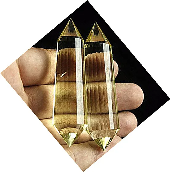 1pcs Natural violence yellow 2Pcs Natural Vogel Style Citrine Quartz Crystal 24 sided DT Wand Superb