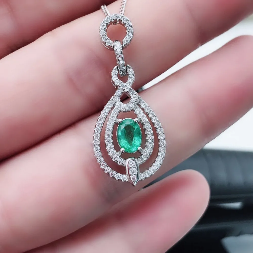 925 sterling silver Natural Emerald pendant classic fine Jewelry Customizable women wedding send Necklace