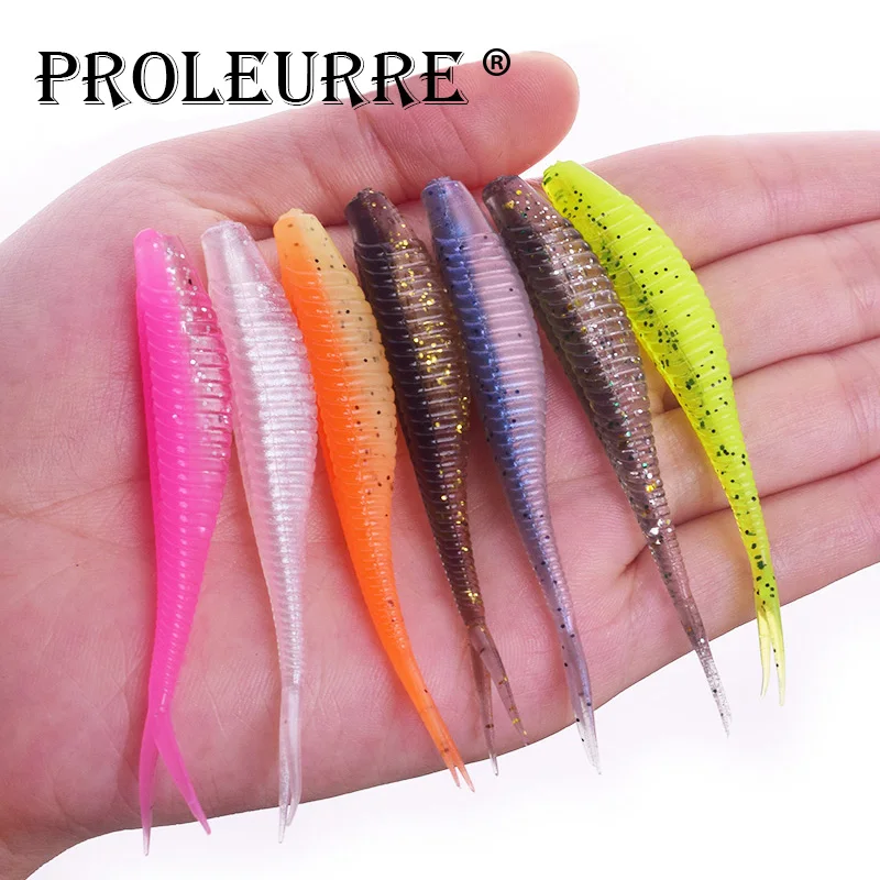 

Proleurre 10pcs/lot Soft Easy Shiner Fishing Wobbler Lures 70mm 1.9g Soft Jig Baits Artificial Double Color Silicone Soft Bait