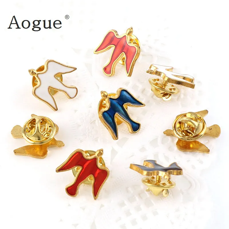 6 Pieces Random Mixed Color Enamel Brooches Pins Pigeon Metal Badges  Cross Lapel Pins for Clothes Vintage  Collar Jewelry