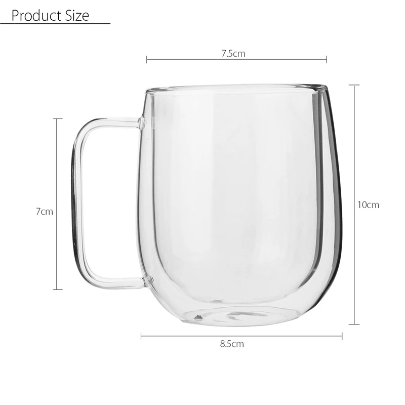 New Arrival! 300ml Handmade Heat Resistance Double Wall Clear Glass Cup Coffee Milk Tea Beer Mug Transparent Drinkware