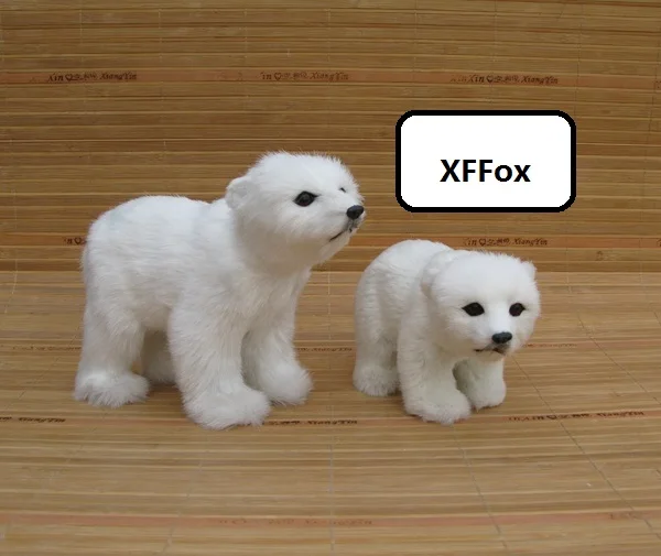 

a pair of simulation white polar bear models polyethylene&furs white bear dolls gift about 15cm, 20cm xf1935