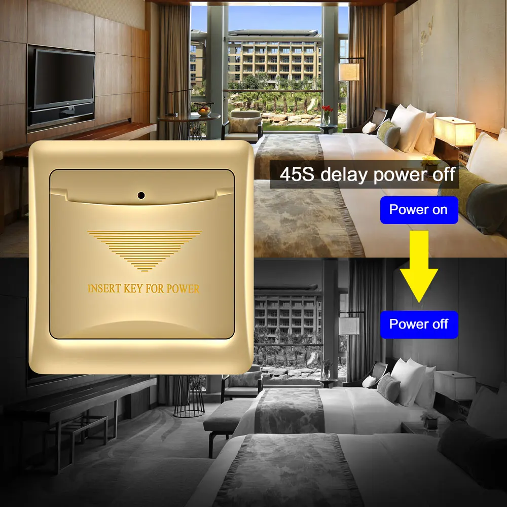 hotel motel rent house guest room wall reader switch 40A gold energy saving saver insert any card to take power 125KHz/13.56MHz