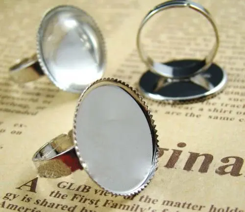 

free shipping!!!!! 200pcs/lot Silver plated Adjustable 20MM Round Rings Base