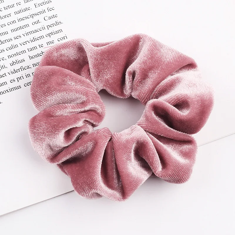 Yeni Moda altın kadife Kadın Saf renk vahşi kalın bağırsak Elastik Saç Spor Dans Scrunchie Kızlar saç aksesuarları