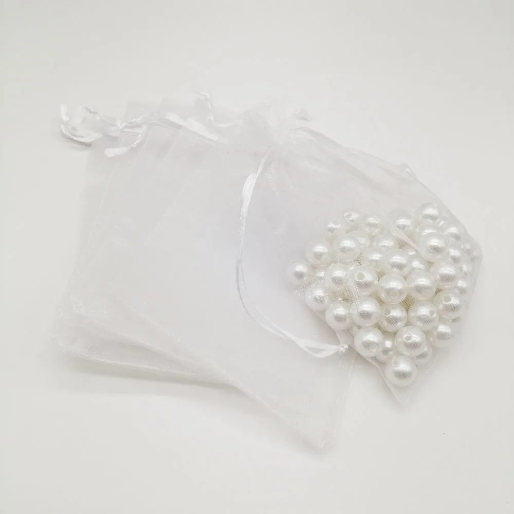 

500pcs Organza-Bags White Organza Gift Bags For Jewelry Packaging Display Christmas Wedding Jewelry Storage Drawstring Bag Diy