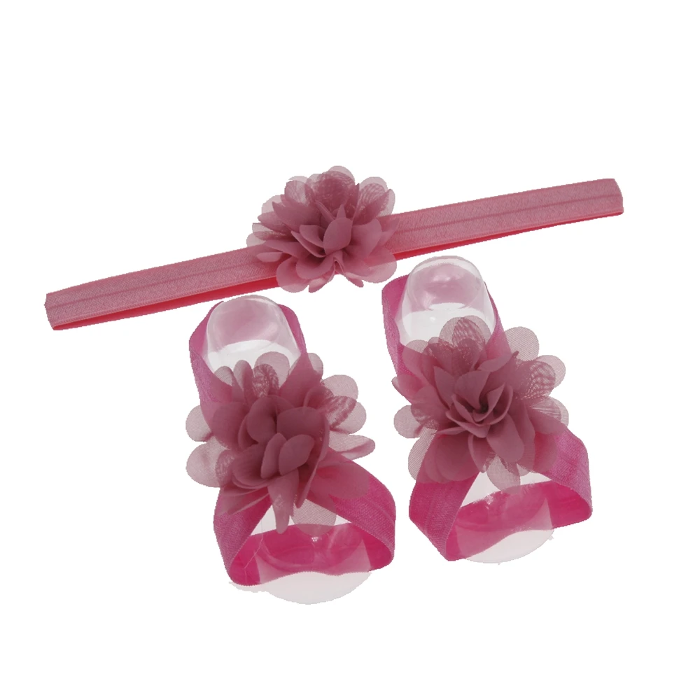 baby headband  Flowers newborn baby barefoot sandals and headbands set kid shoes infant hair band children hair accessories