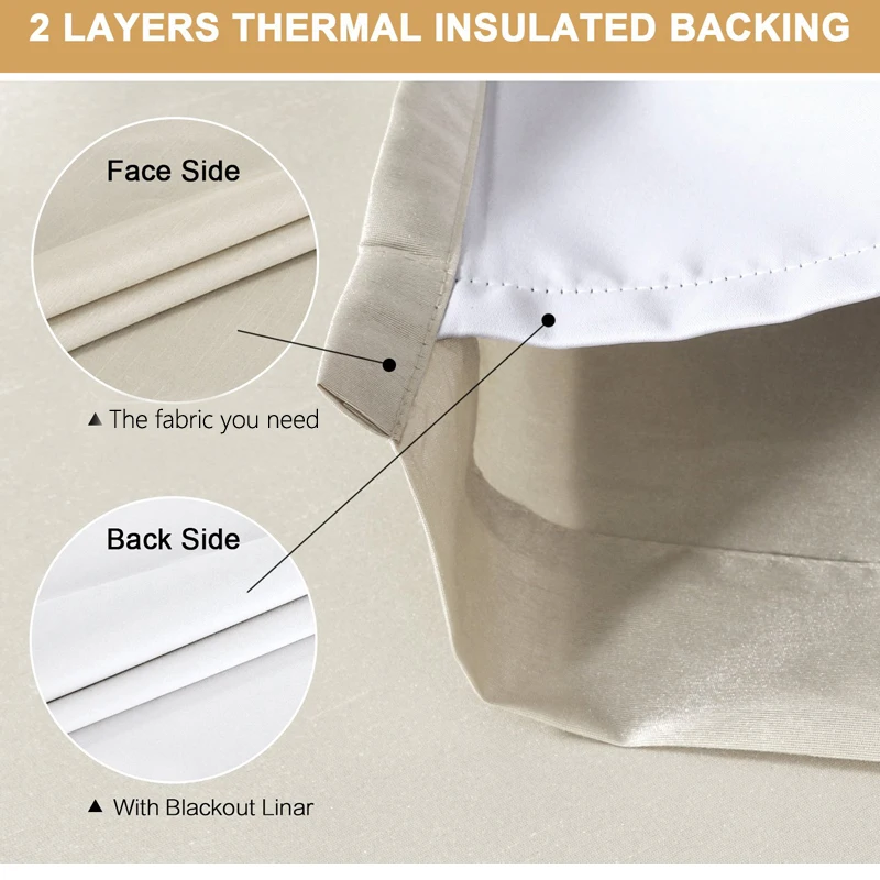 MAKEHOME White Colors Thermal Blackout Lining Curtains for the Bedroom Living Room Kitchen Window Blinds Curtains Drapes