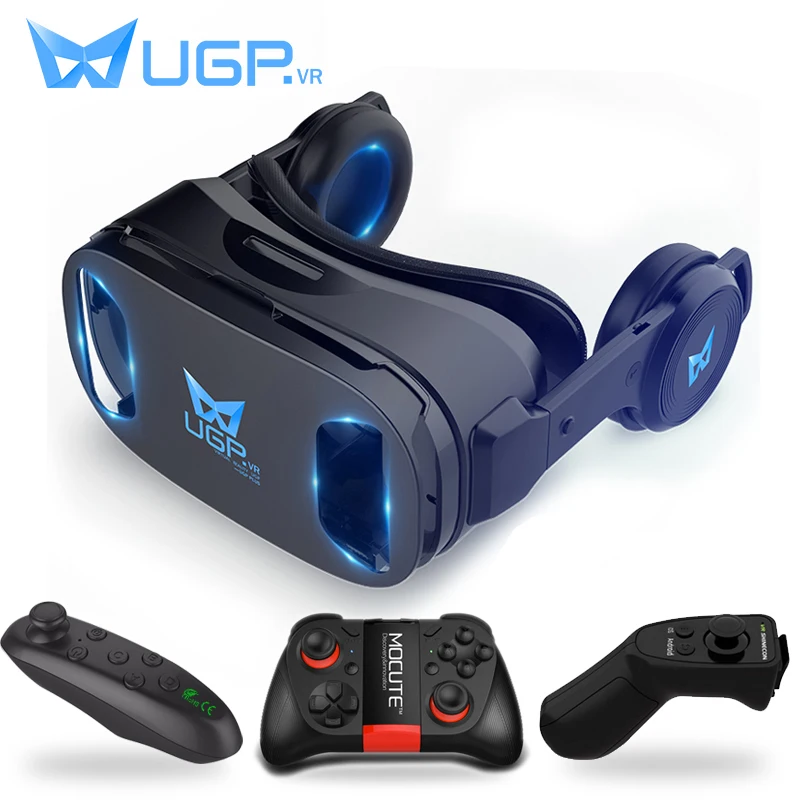 UGP U8 VR Glasses 3D Headset version IMAX Virtual Reality Helmet 3D Movie Games With Headphone 3D VR Glasses optional controller