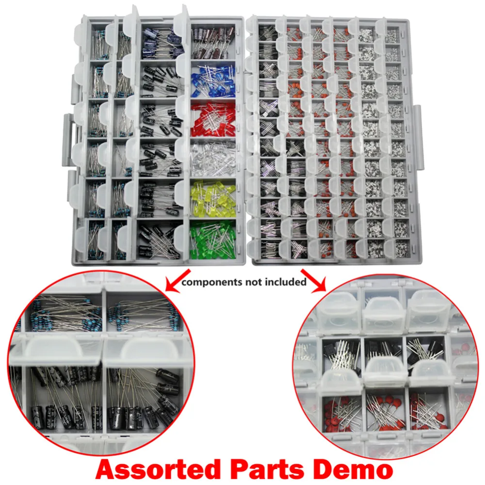 AideTek resistor capacitor Organizer Craft Beads Storage box kit enclosure SMD SMT parts organizer surface mount toolboxBOXALL96