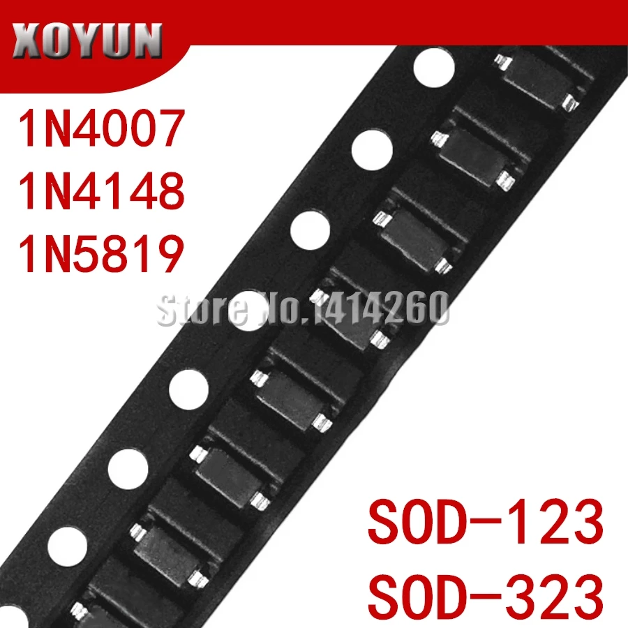 100pcs/lot SMD diode 0805 SOD-123 1N5819 1N4007 1N4148 SOD123 SOD-323 1206 1N4148WS 1N5819WS B5819WS SOD323