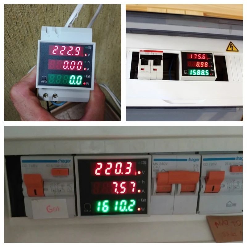 Ketotek Ac 80-300V 0-100A Din Rail Led Voltmeter Amperemeter Actieve Power Factor Energie Meter Voltage Volt Huidige multi-Functie