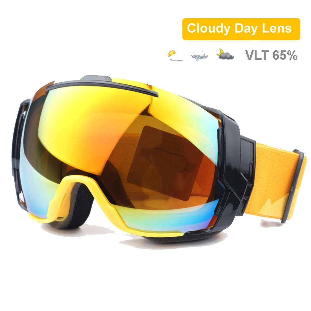 Óculos De Esqui Com Lente De Dia Ensolarado E Opções De Lente De Dia Nublado, Óculos De Snowboard, Desgaste Sobre Óculos Rx, UV400, Anti-Fog