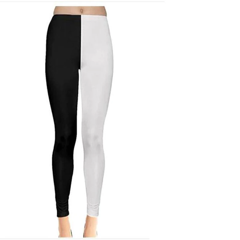 Babbytoro-Two Toned Split Color Leggings para mulheres, calças de treino modal tornozelo, branco e preto, tamanho grande, 7XL, 6XL, 5XL, XS, 2025