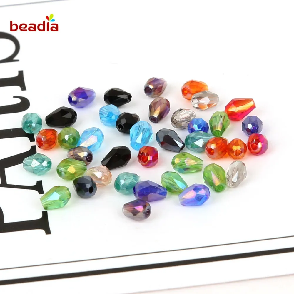 90-100pcs 3x5mm Austria Teardrop Crystal Waterdrop Beads Loose Spacer Beads For DIY Jewelry Crafts Sewing Clothing Accessories