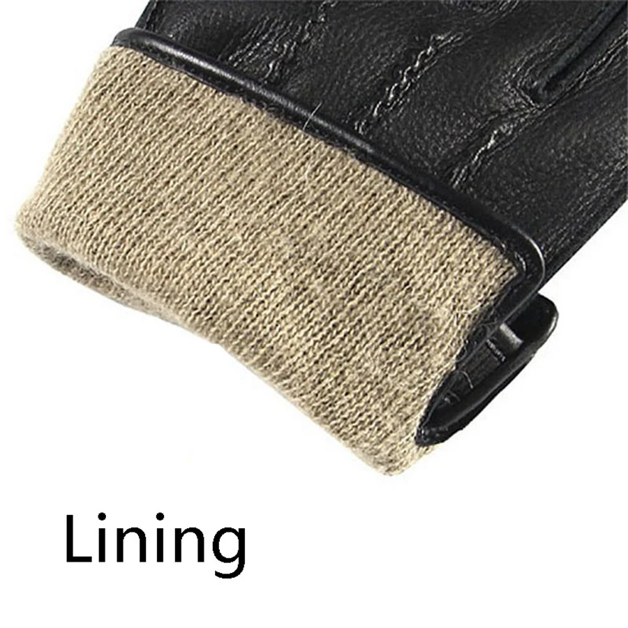 Men Genuine Leather New Rushed  Gloves Luxury Deerskin Glove High Quality Wrist Driving Winter Cashmere Lining EM012WR