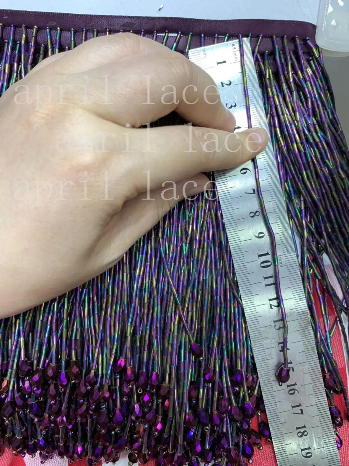 cou011 # 5 yards/bag 15 cm width  colorful purple pendants beads ribbon fringe tassel for wedding bridal ball gown dress