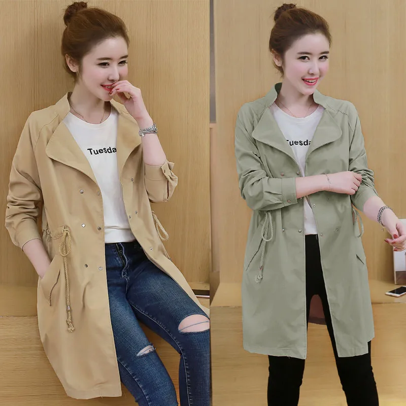 

Spring New Women Windbreaker Coat Fashion Female Long Section Trench Overcoat Thin Vintage Coats Loose Ladies Jackets Clothing