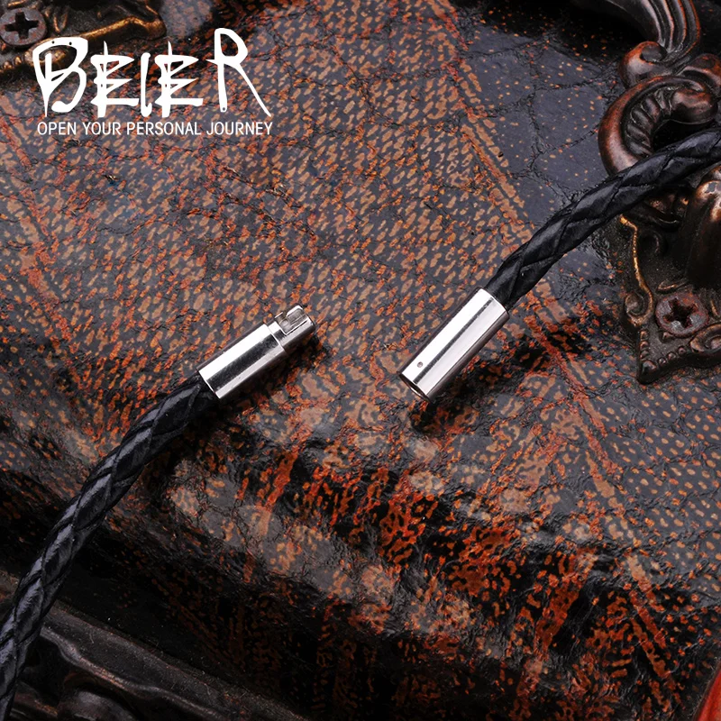 Beier 316L stainless  Korean version of silicone leather necklace simple fashion high quality jewelry gift BRPSXL012