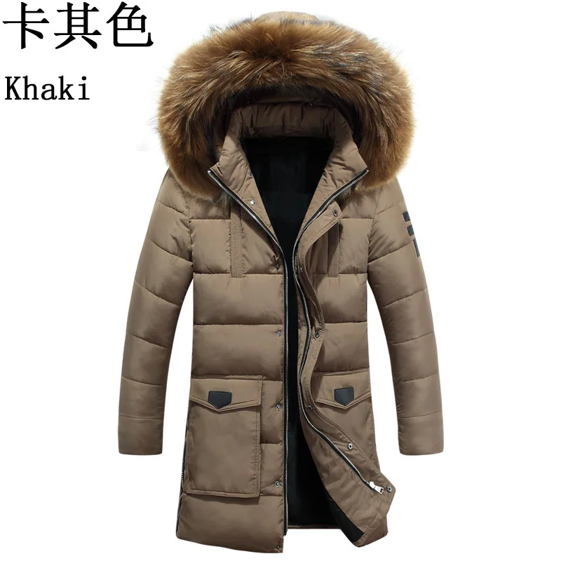 Chaqueta larga con capucha para hombre, abrigo grueso y cálido con cuello de piel, Parkas a prueba de viento, invierno, 2024