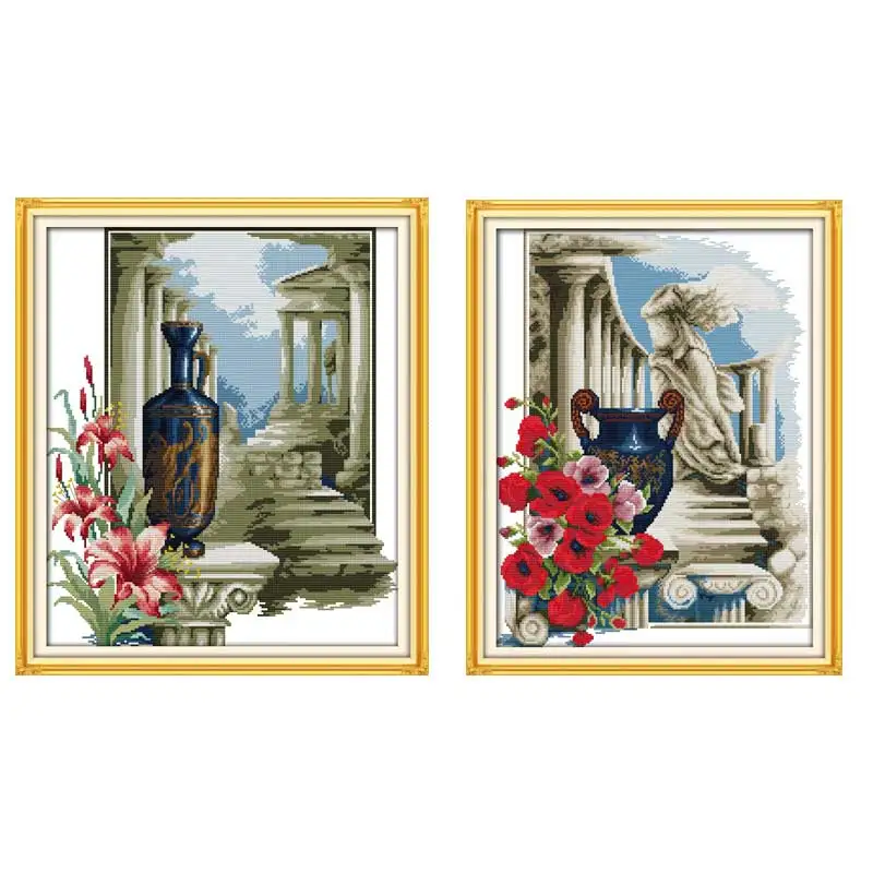 Joy Sunday Athens Feeling Patterns Counted DIY 11CT 14CT 16CT Stamped DMC Cross-stitch Kit Embroidery Needlework Sets Home Decor