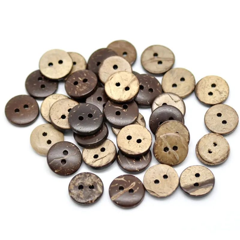 50Pcs 15mm Brown Coconut Shell 2 Holes Sewing Buttons Scrapbooking , Scrapbooking Crafts , 7NK246