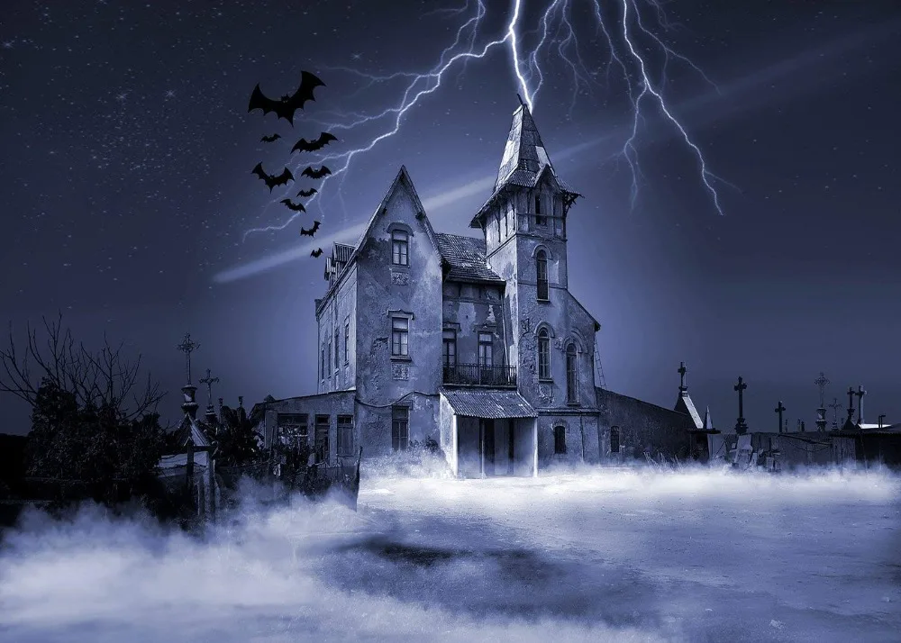 Capisco photography backdrop Halloween castle night sky thunder background photobooth photo sessions shoot photocall printed