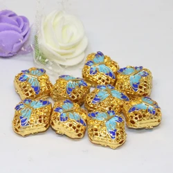 16*18mm high grade hollow carved butterfly cloisonne enamel accessories 5pcs wholesale price spacers beads diy findings B2502