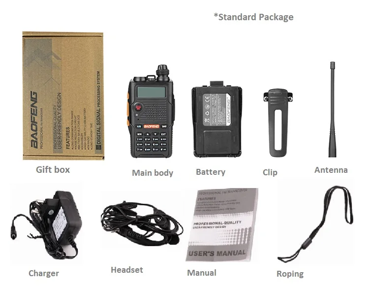 Baofeng-UV-5R EX Walkie Talkie, Two Way Radio, Hf Transceiver, Cb Radio Comunicador, USB Charging, UV-5REX, 2Pcs