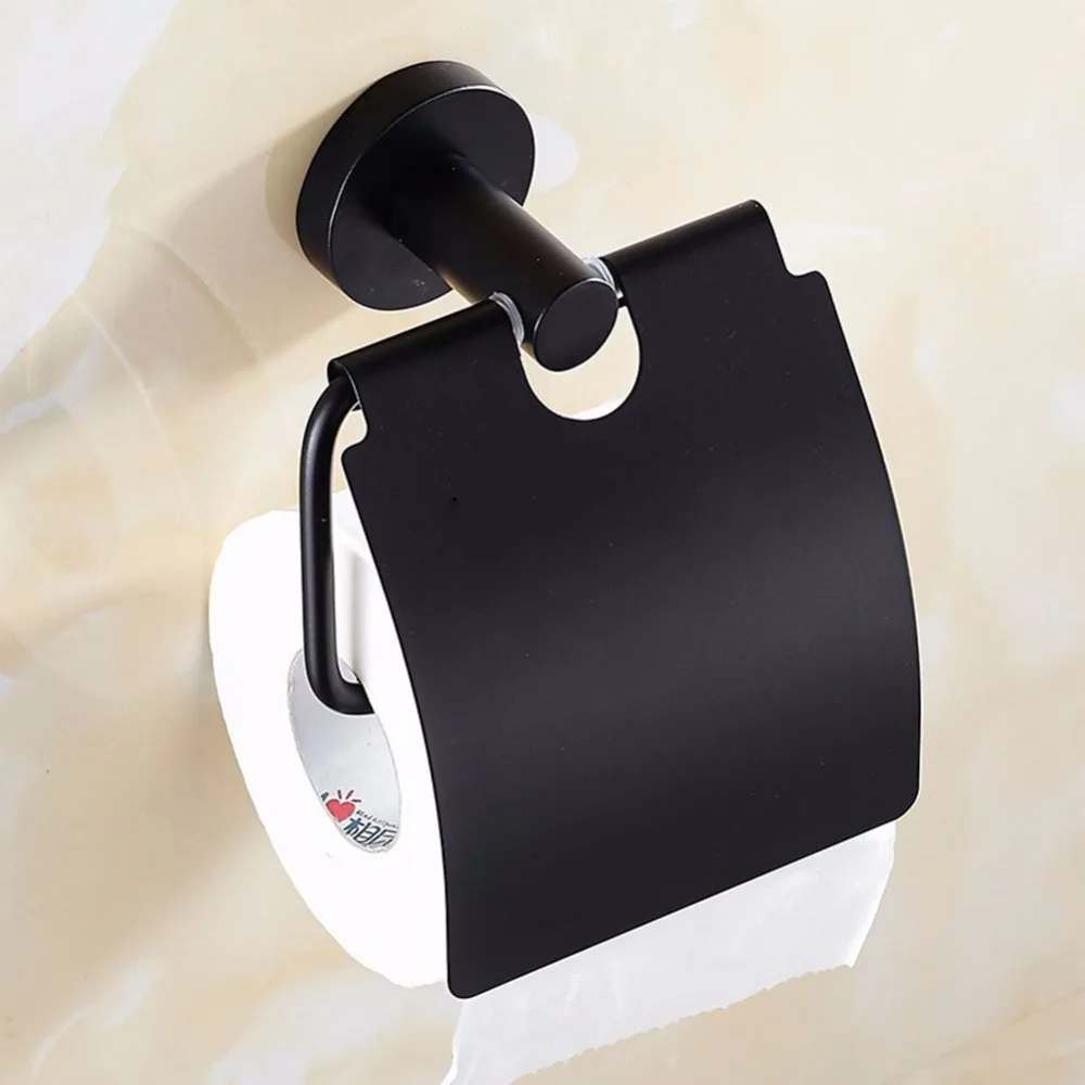 Matte black Toilet Paper Holder,Rustproof, Waterproof, Heavy Duty, Stainless Steel Wall Mounted Roll Tissue Paper Holder