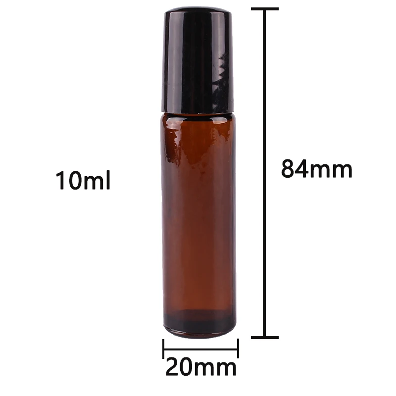 24pcs 10ml Amber Essential oil Glass Roll on Bottles Vials with Stainless Steel Roller Ball for perfume aromatherapy