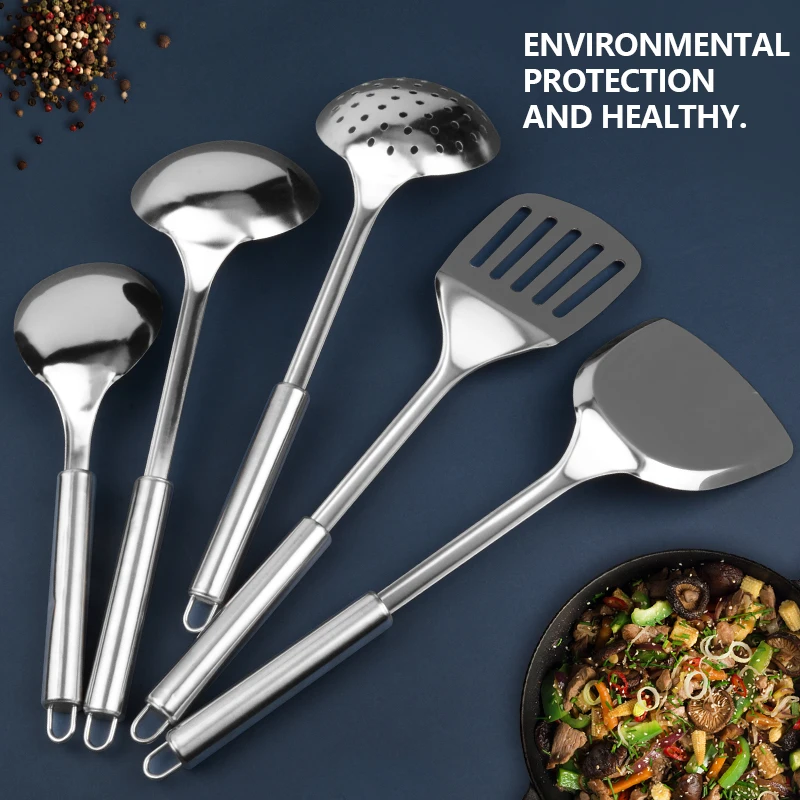 Stainless Steel  Kitchen Cooking Utensil Set  Cookware Colander Spoon Spatula Shovel Nonstick Cookware Set