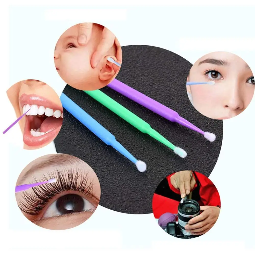 1000 Chiếc Dùng Một Lần Micro Applicator Bàn Chải Cho Cây Nối Mi Micro Tăm Bông Đầu Môi Mascara Hoa Dây Hồng Xanh Dương Xanh Tím