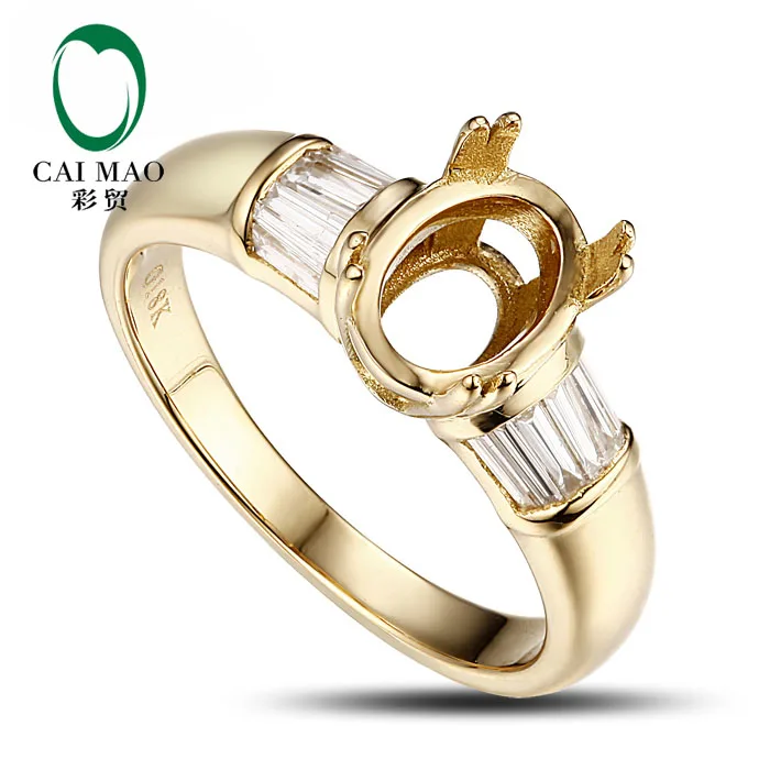 CaiMao Oval cut Semi Mount Ring Settings & 0.38ct Diamond 18k Yellow Gold Gemstone Engagement Ring Fine Jewelry