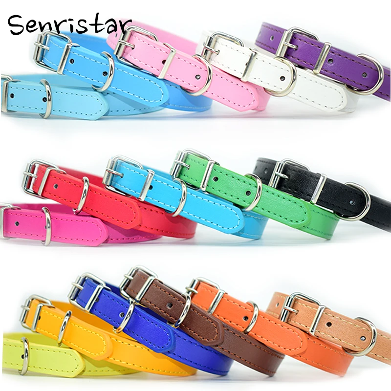 PU Leather Dog Collar for Small Medium Large Dogs Safe Soft Solid Cat Dog Collar Buldog Pitbull Puppy Dog Collar Pet Accessories