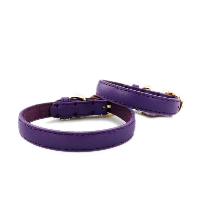 High Quality Pet Dog Collar Cute Adjustable Leather Dog Accessories Collar For Small Cat Medium Dog Puppy Play Out Collar PY0217