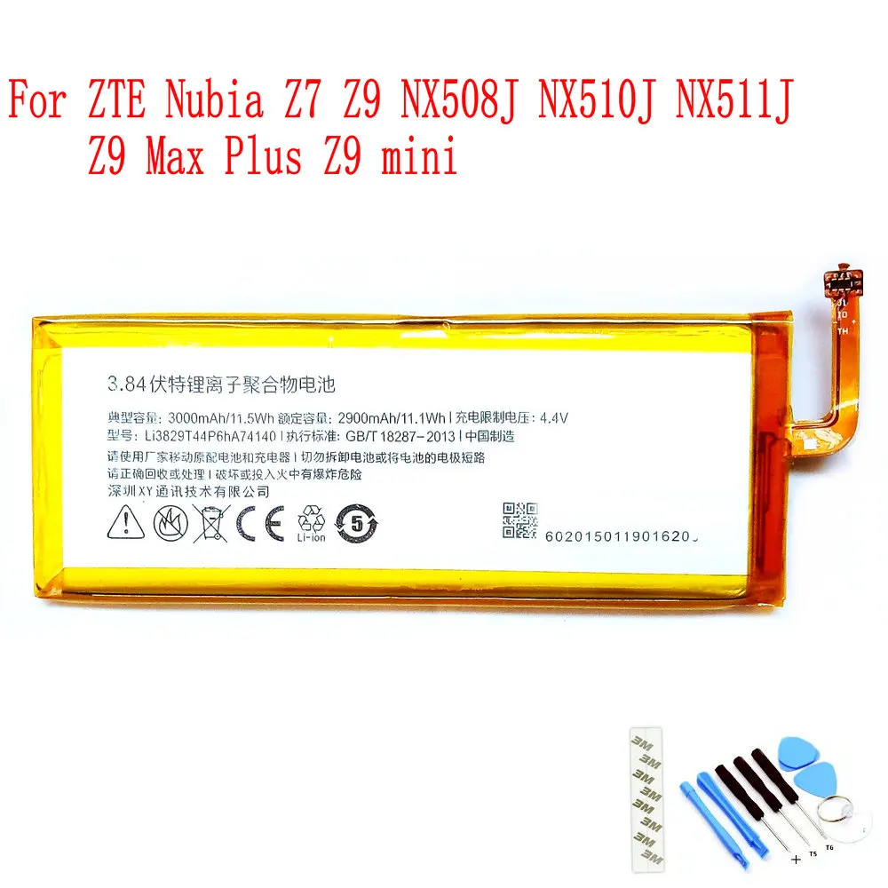 Original Li3829T44P6HA74140 2900mAh Battery For ZTE Nubia Z7 Z9 NX508J NX510J NX511J Z9 Max Plus Z9 Mini Mobile Phone