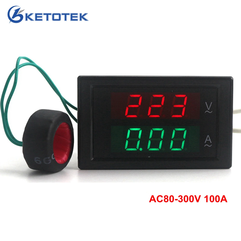 Voltmeter Ammeter Digital AC 80-300V 0-100A Led volt amp meter voltage meter current meter ampere panel meter