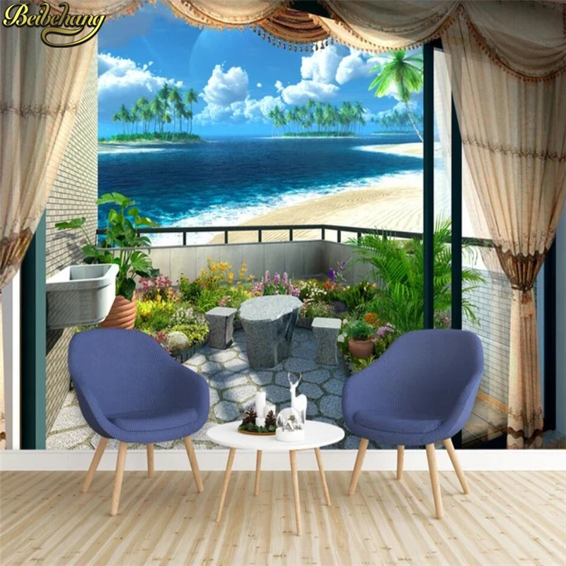 

beibehang 3d mural wall paper Beach blue sky / clouds stylish minimalist living room bedroom Mediterranean 3d photo wallpaper