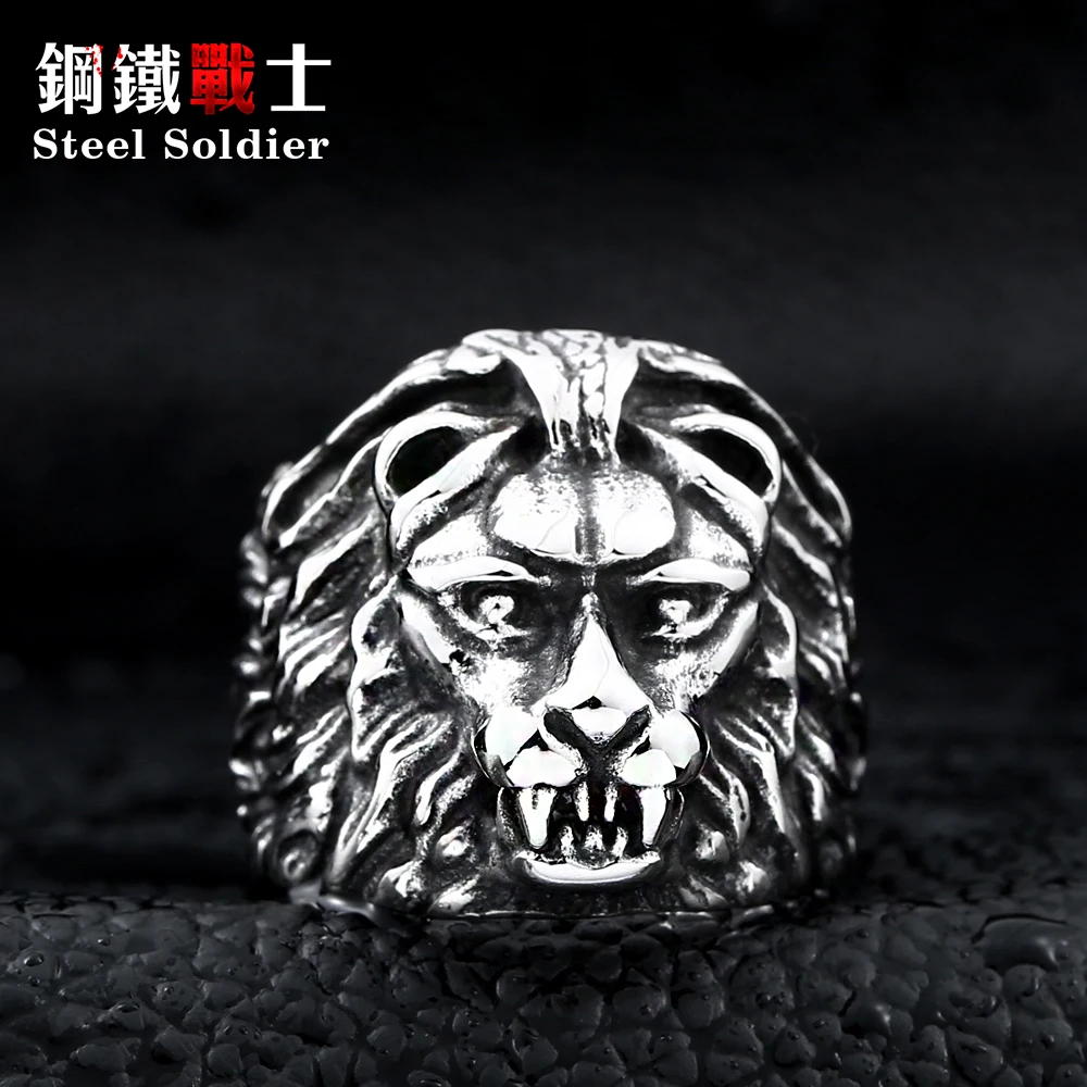 steel soldier stainless steel men fashion lion ring 3D desgin good detail jewelery