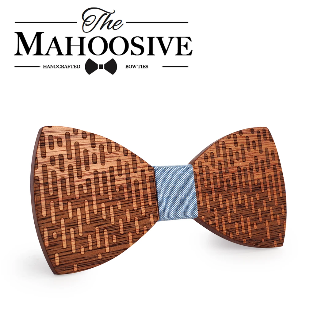 MAHOOSIVE Wood Bow Tie Wedding Decoration High Quality Handmade Wooden Bow Ties with Case Free Ultra-light Fashion