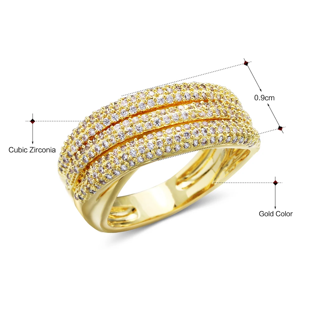 Great OL design Elegant Ring White/Gold-color Small Zircon Jewellery Today Deal Jewelry Copper rings for women