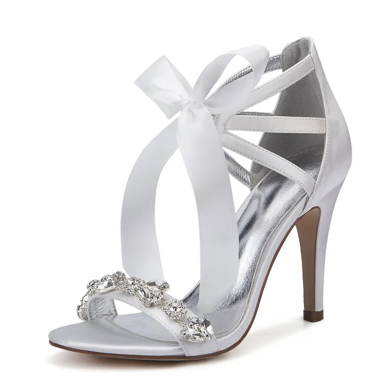 

Босоножки женские атласные на высоком каблуке, свадебные туфли с открытым носком и ремешком на щиколотке, вечерние модельные сандалии для выпускного вечера, лето