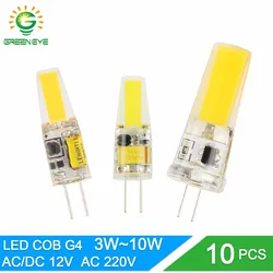 GreenEye LED G4 G9 Bóng Đèn 3W 6W 10W AC/DC 12V 220V 240V COB LED SMD G4 G9 Mờ Đèn Thay Thế Halogen Đèn Đèn Chùm