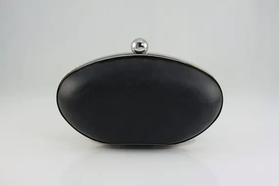 6.5 x 3 3/4 inches (16.5 x 9.5 cm) - Single Ball Clasp - Gold Oval Shaped Dressing Case Metal Purse Frame with Covers